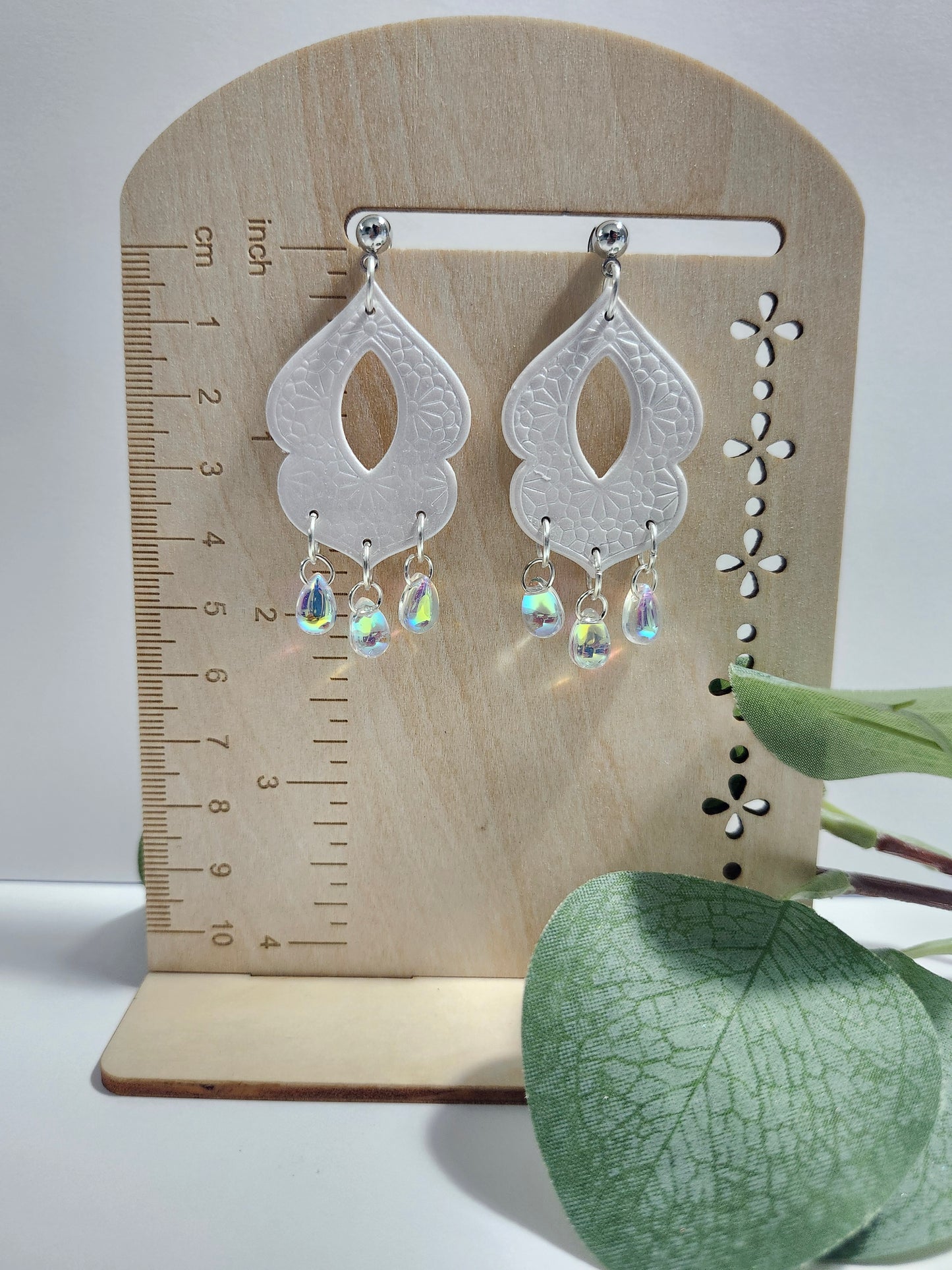 Boho Cloud Earring with Rhinestone Raindrops