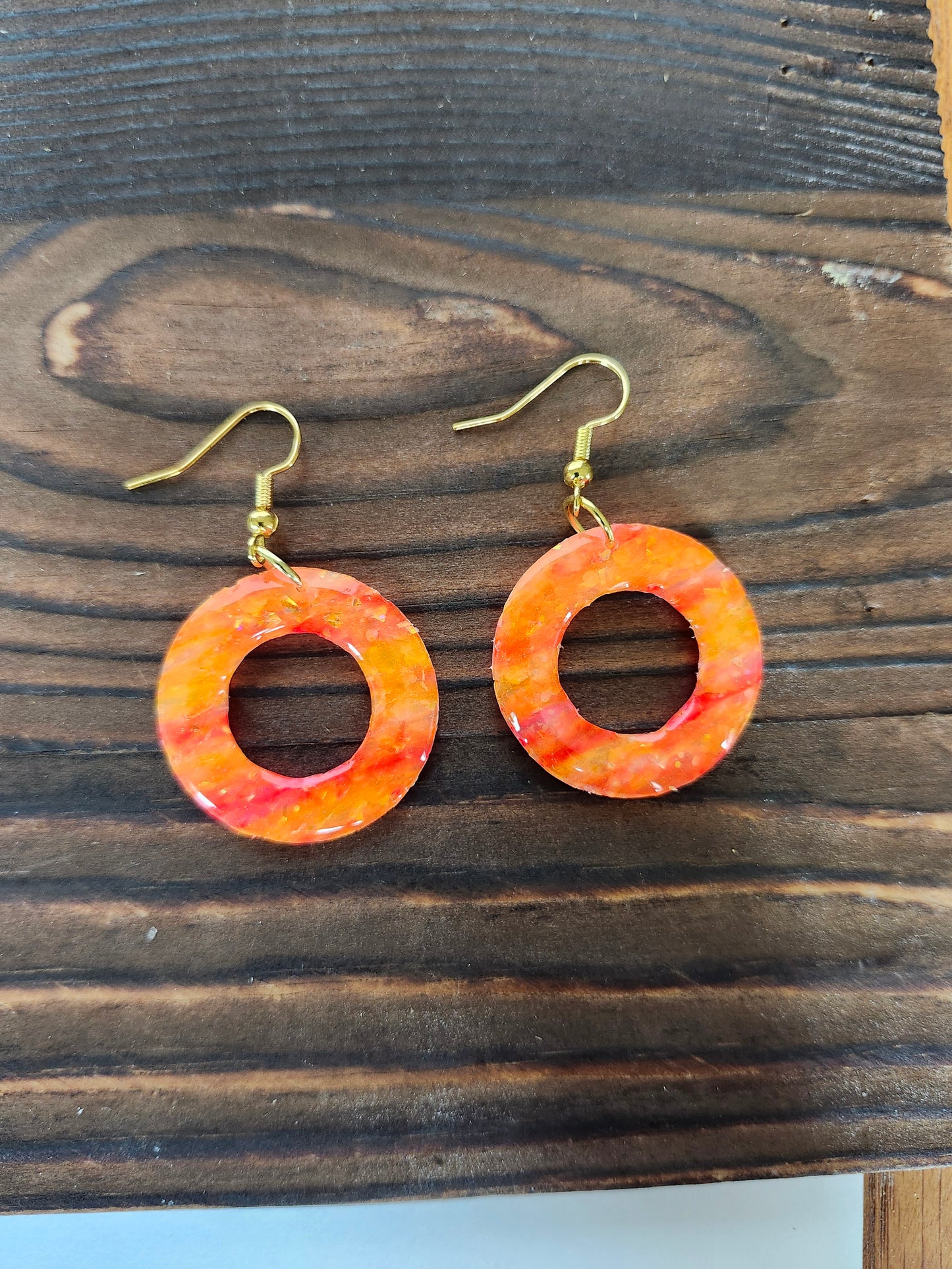 Fire Orange Circle Earrings