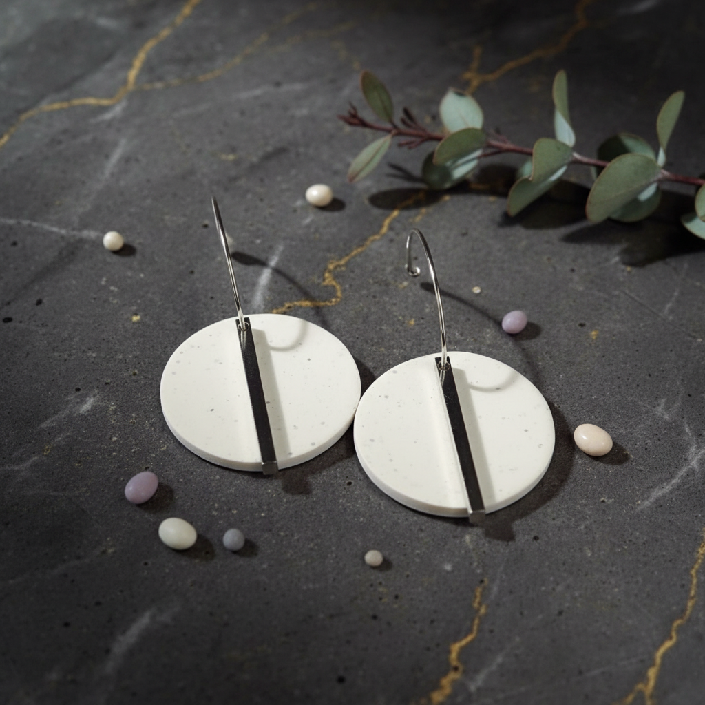 Neutral White Hoop Earrings