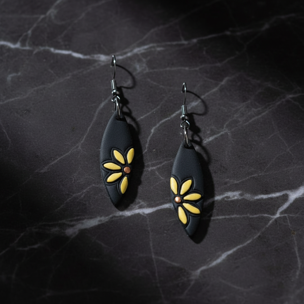 Delicate Hand Painted Daisy Earrings
