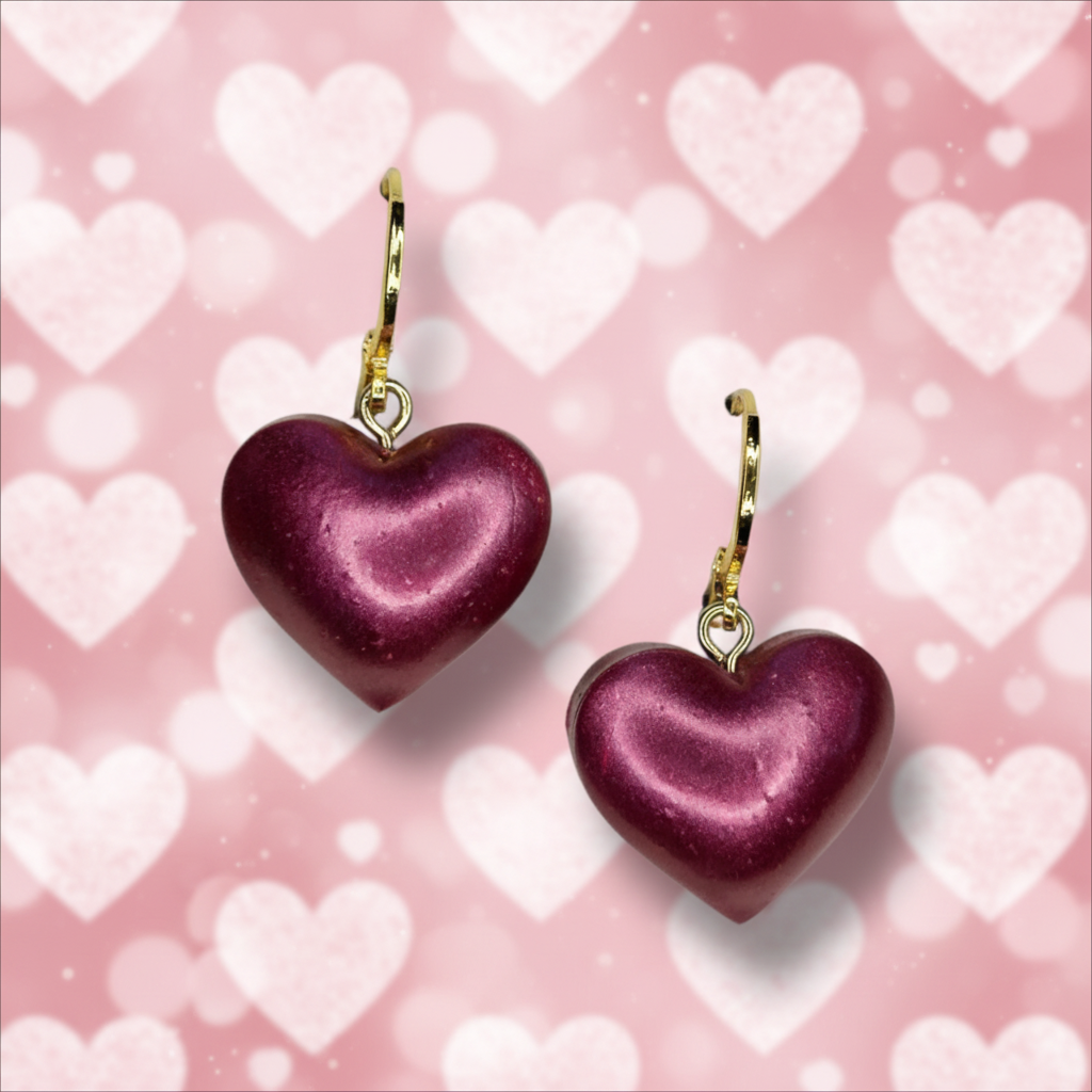 Puffy Heart Pink Hoop Earrings