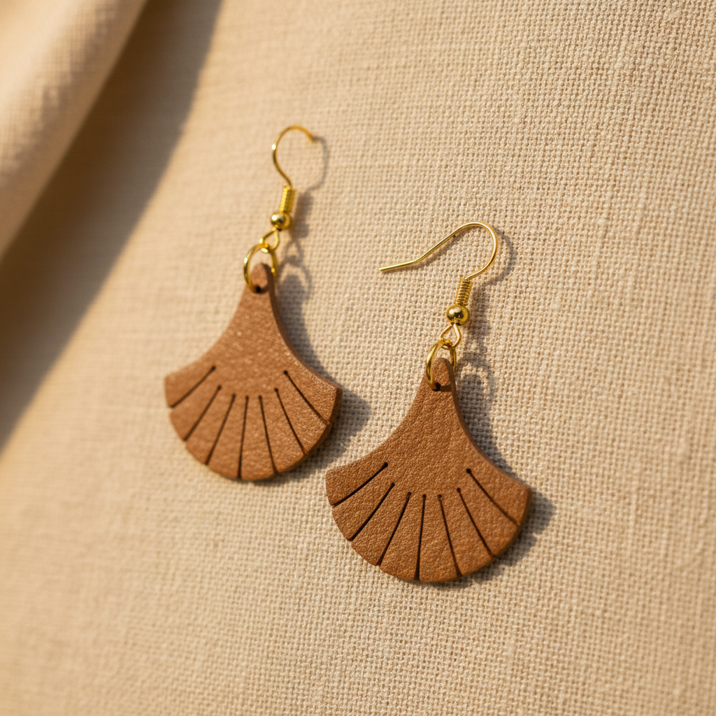Faux Leather Fan Earrings