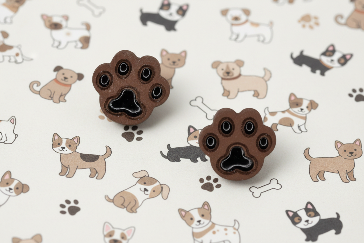 Puppy Paw Stud Earrings