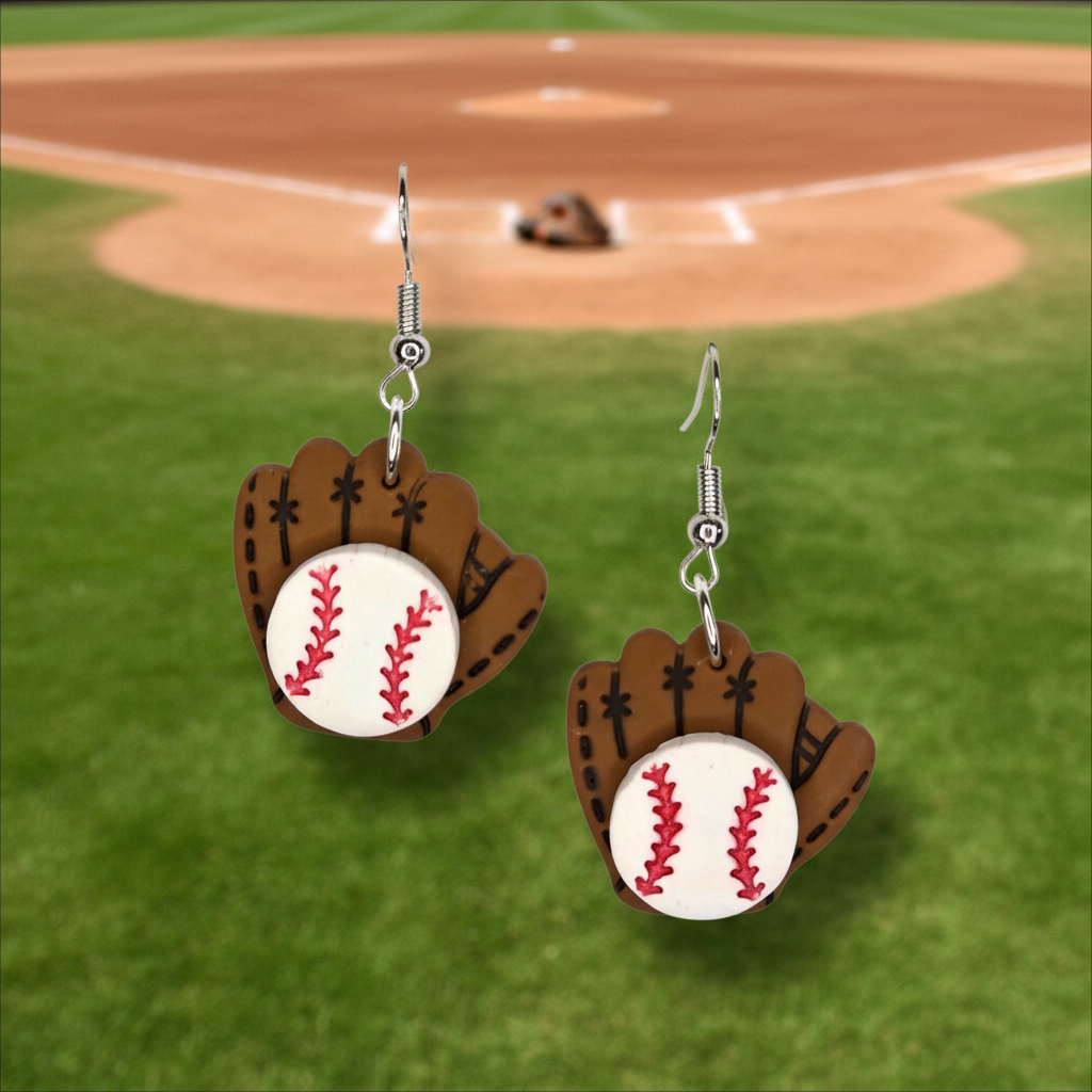 Baseball Glove with Ball Earrings