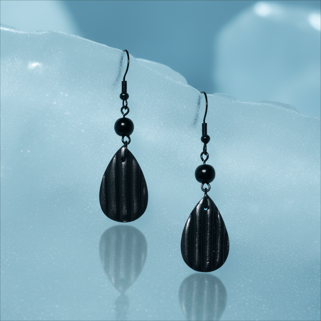 Black Striped Neutral Earrings