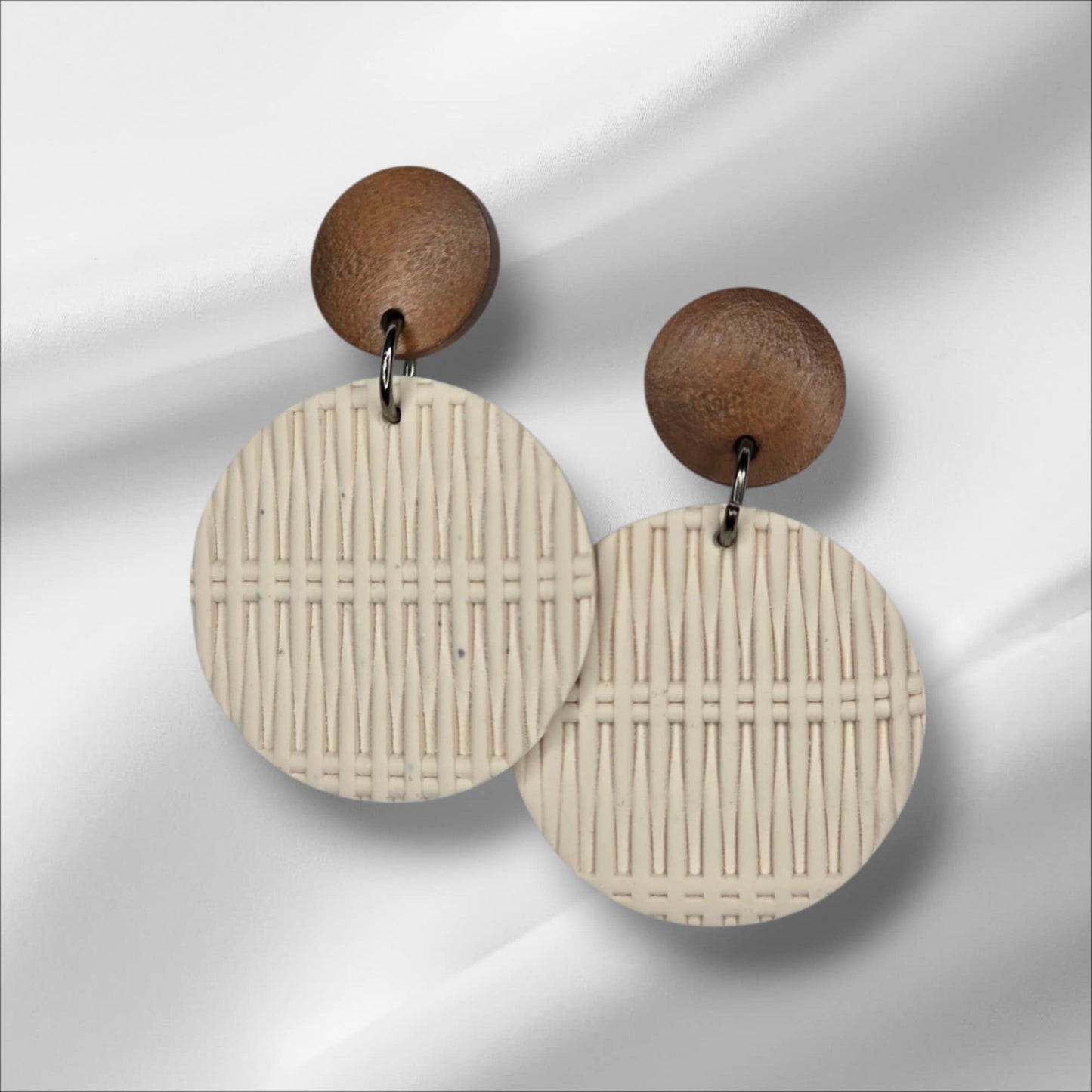 Large Circle Earring with Woven Texture