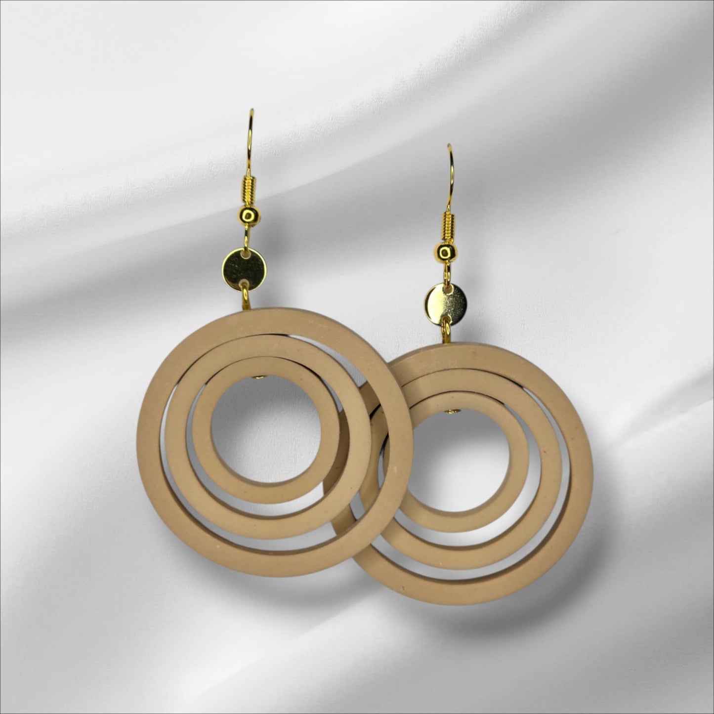 Tiered Tan Cirlce Earrings