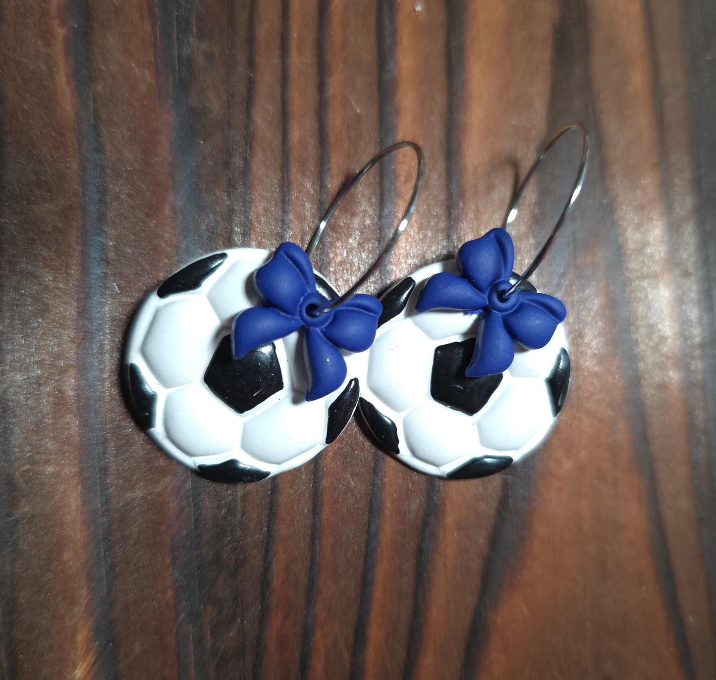 Soccer Ball Earrings with Bows