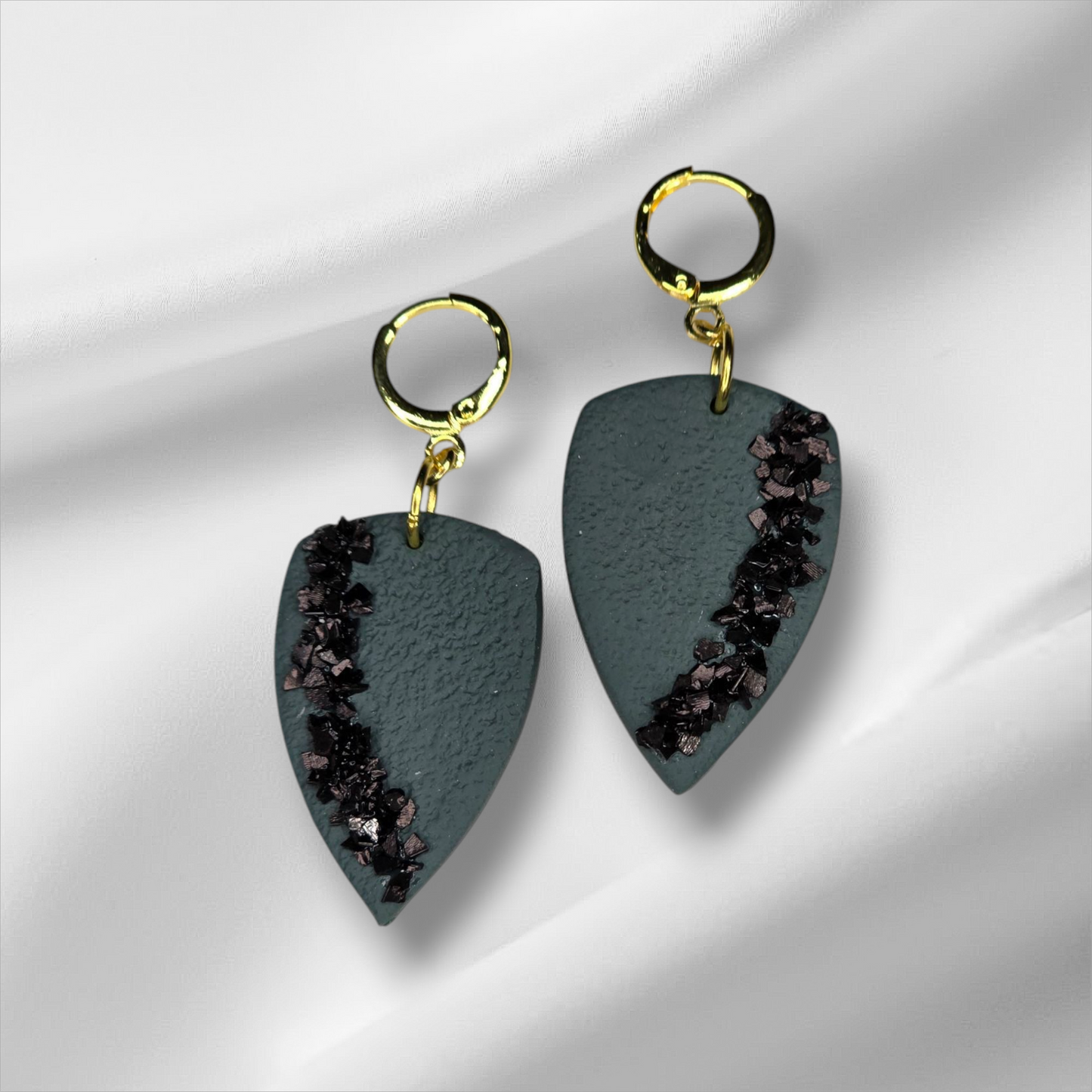 Blue Green or Burgundy Glass Glitter Earrings