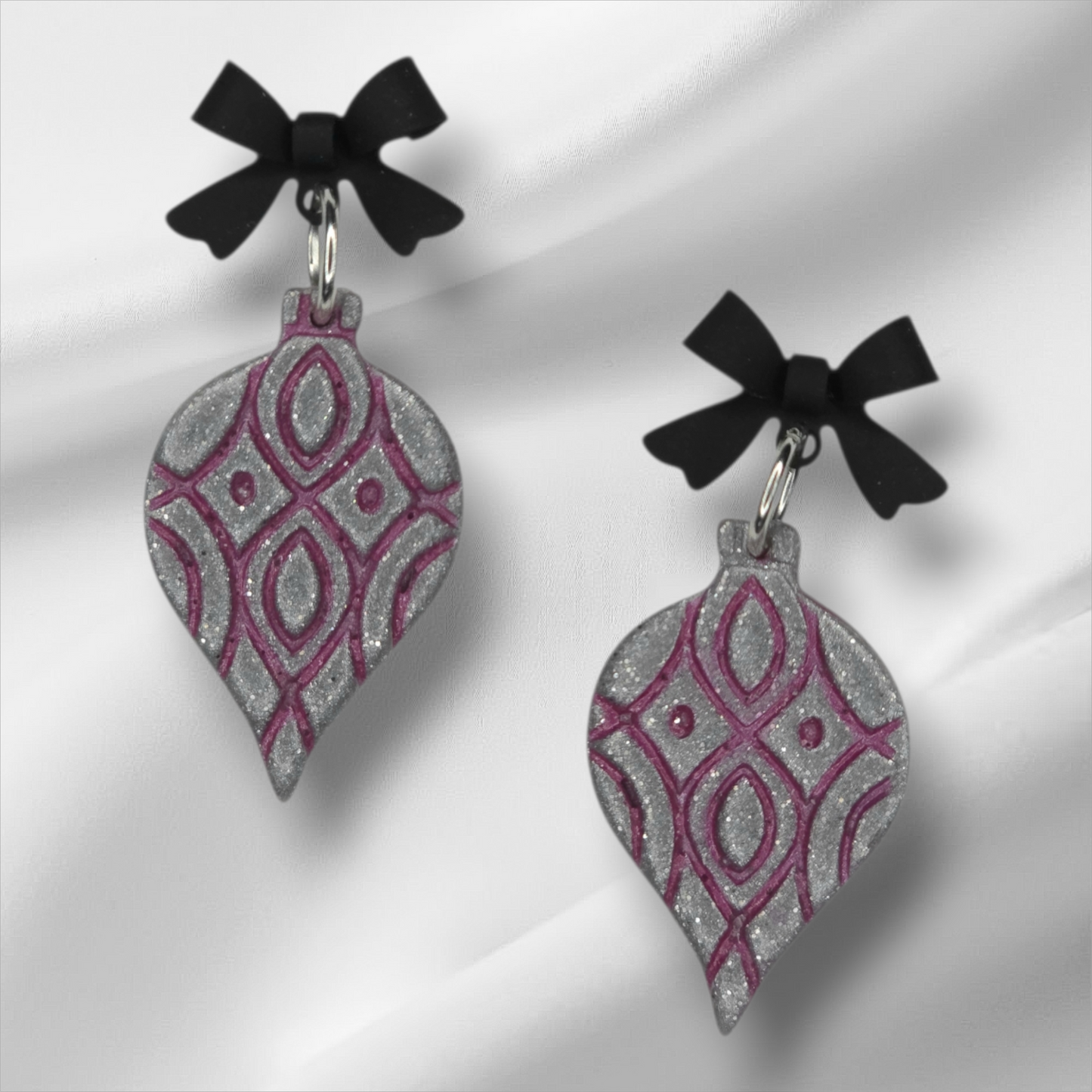 Silver Sparkle Ornament Earrings
