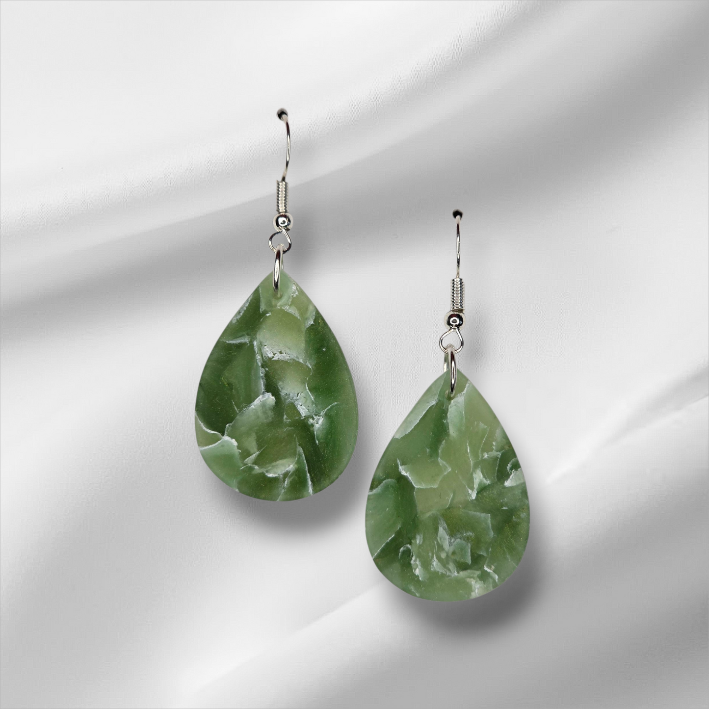 Sage Green Marble Earrings