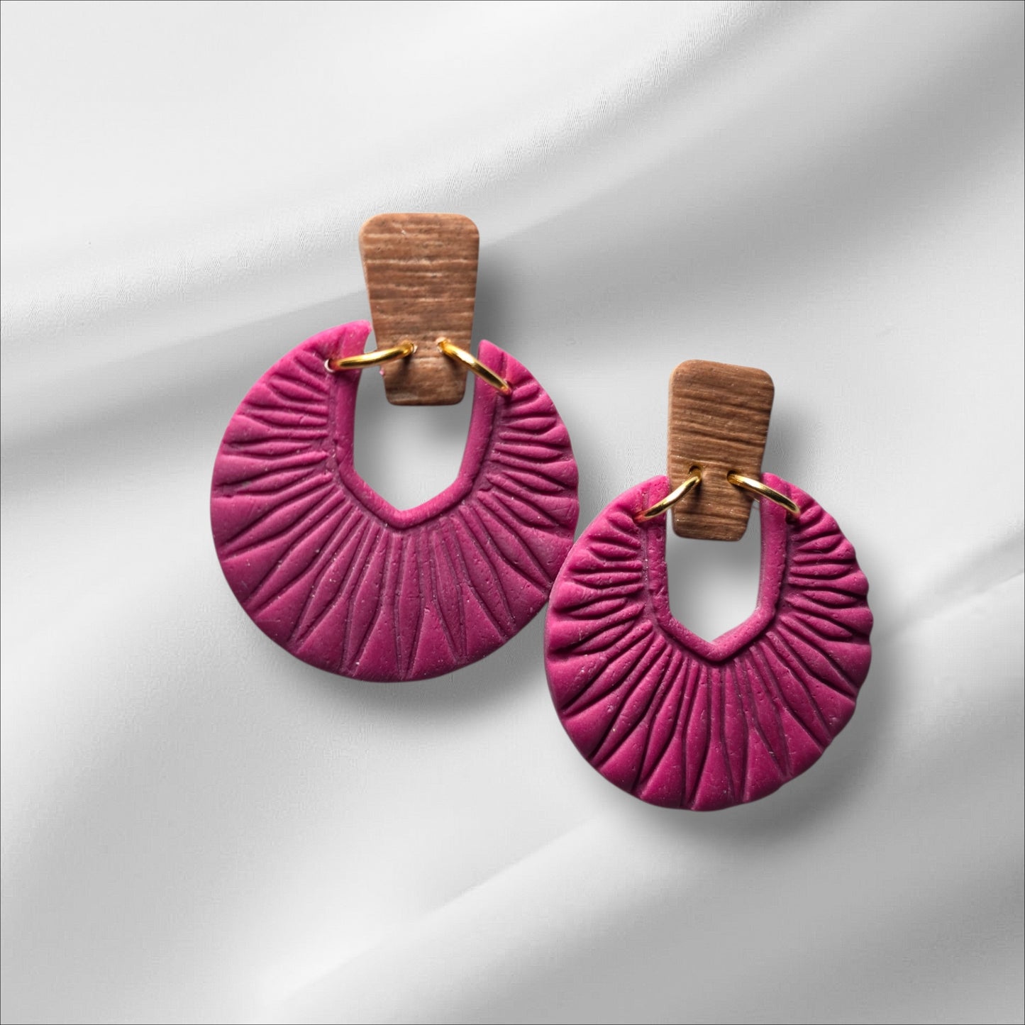 Boho with Faux Wood Stud Earrings