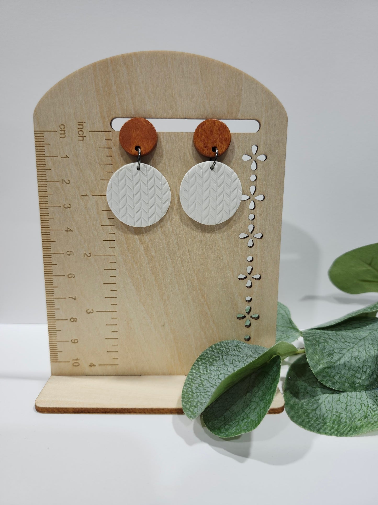 Sweater Knit Dangle with Wooden Stud