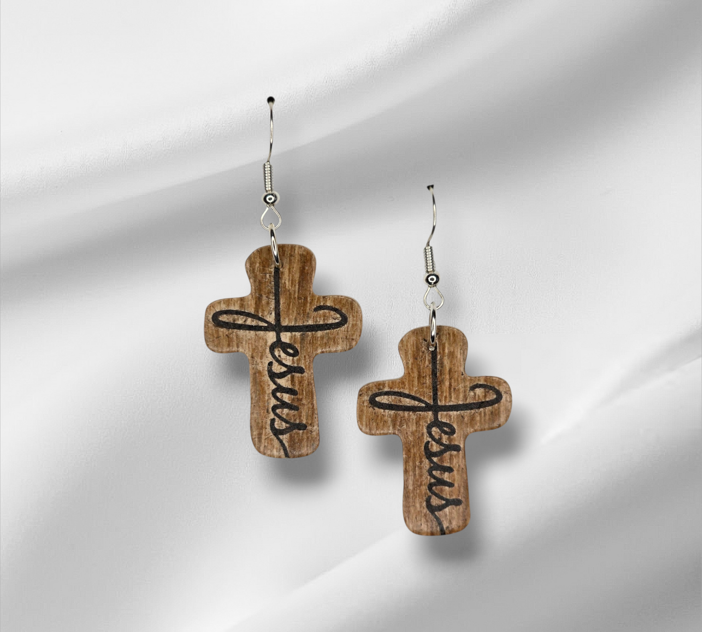Jesus Script Cross Earrings