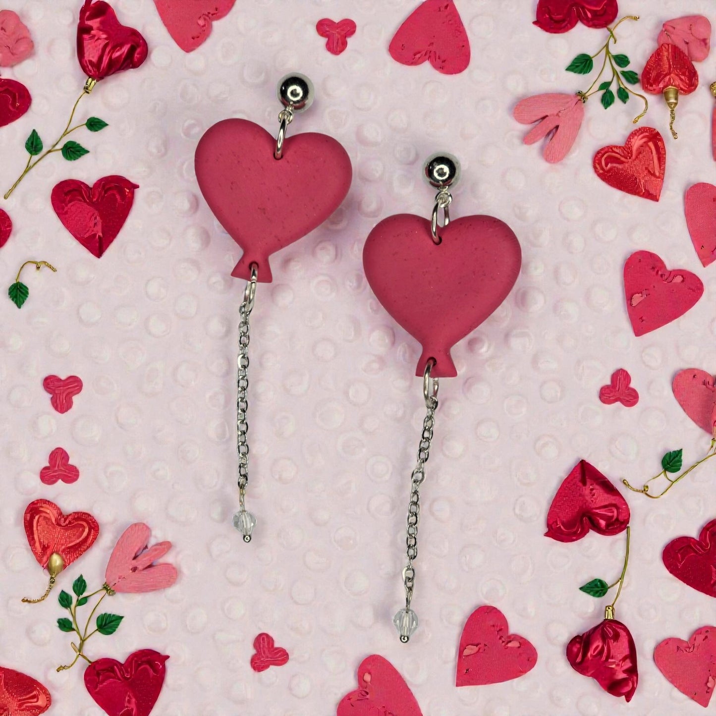 Whimsical Balloon Heart Earrings
