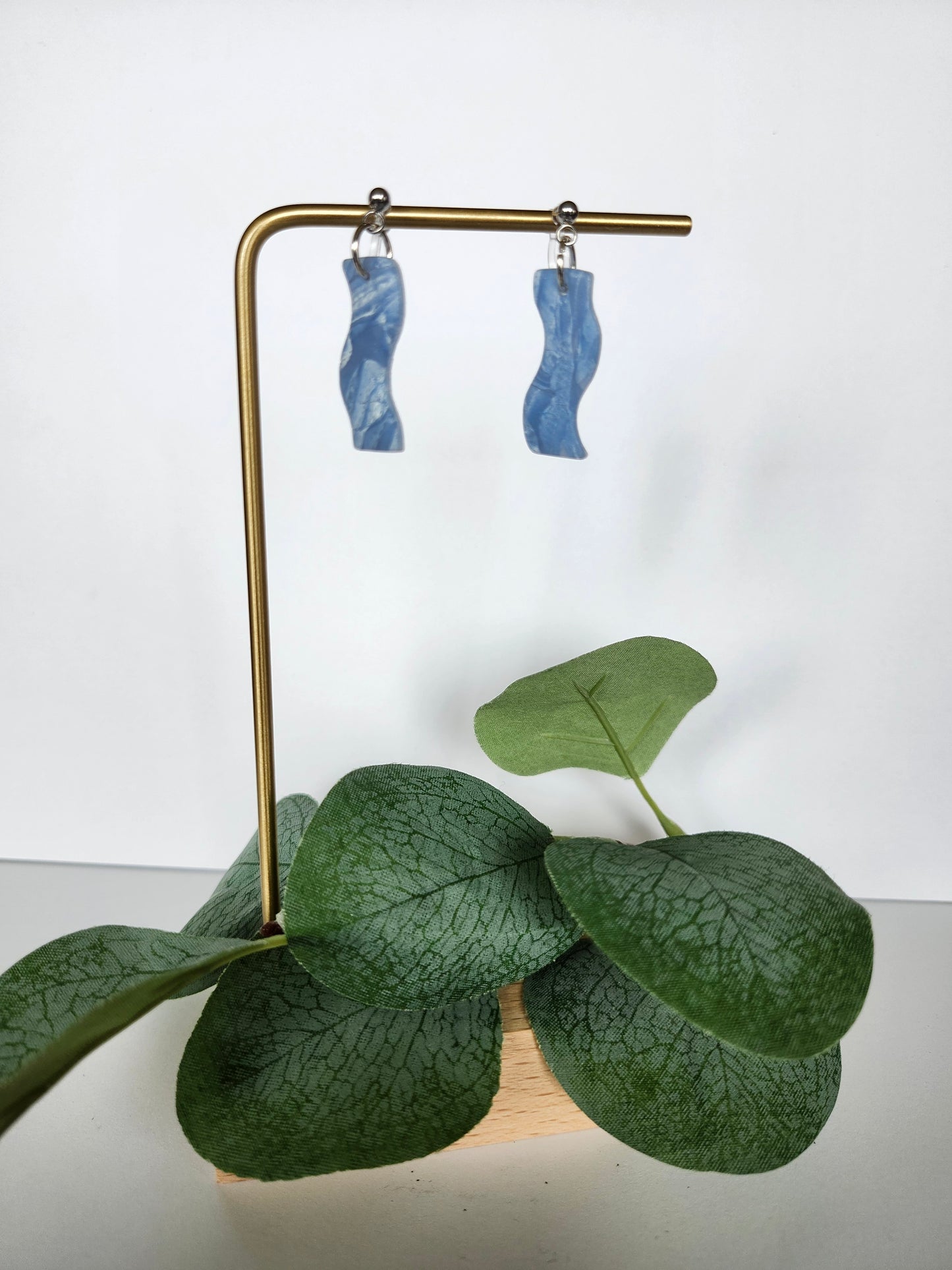 Blue Marble Silicone Clip on Earring