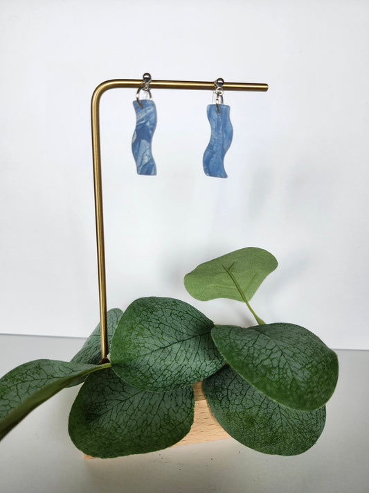 Blue Marble Silicone Clip on Earring