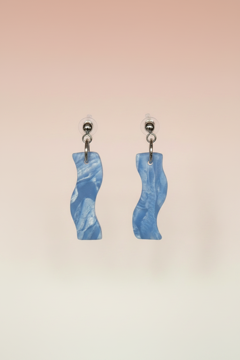 Blue Marble Silicone Clip on Earring