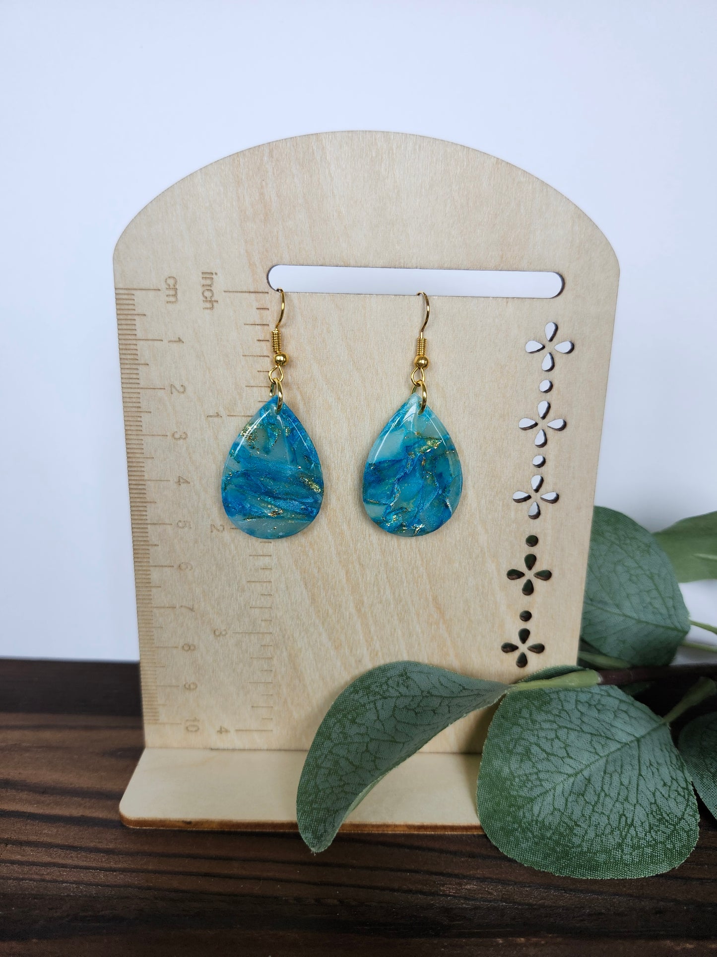 Blue, Gold Marble with UV Resin