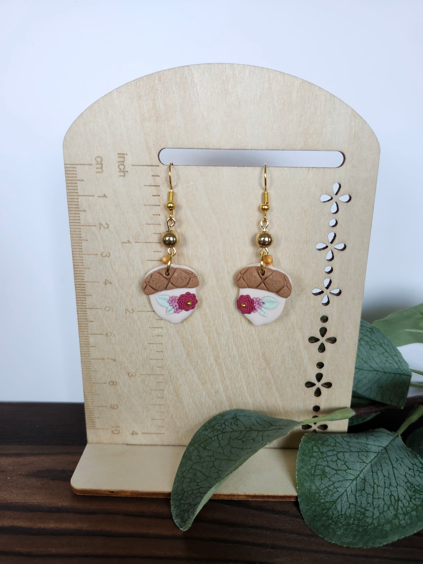 Acorns with a Mini Flower Accent Earring