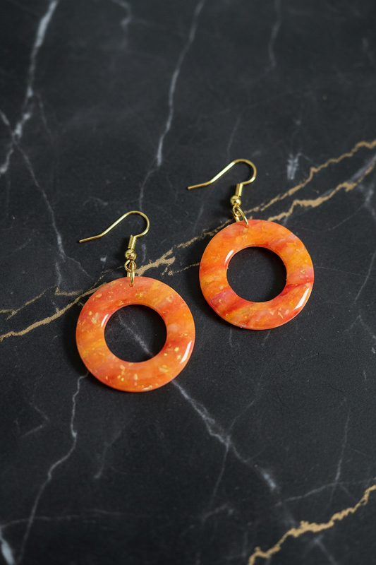 Fire Opal Circle Earrings