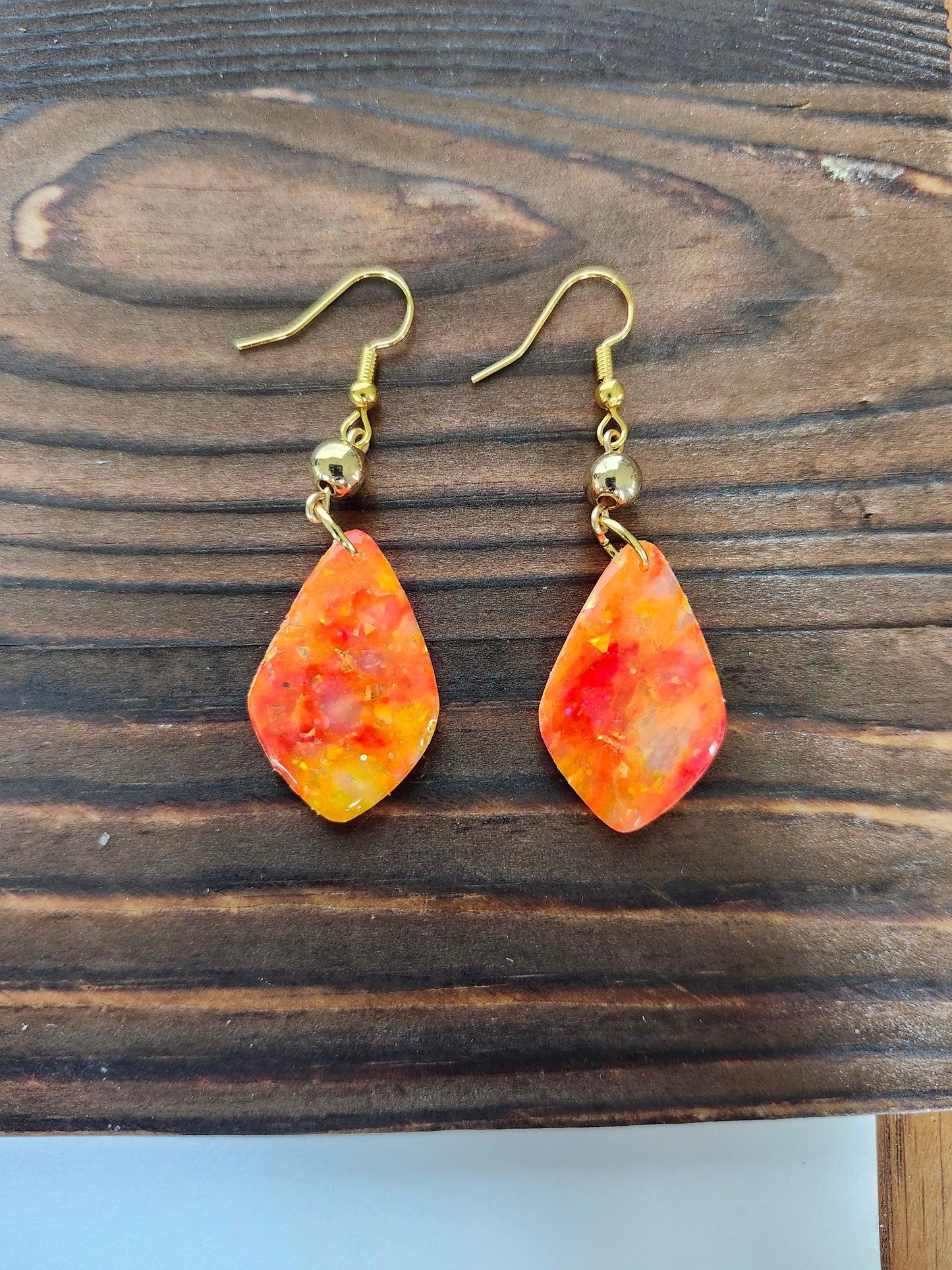 Fire Orange Diamond Shaped Earring