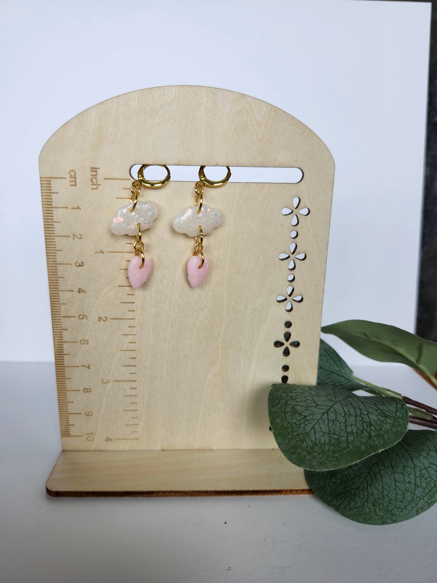 Opal Cloud with Small Heart Earring