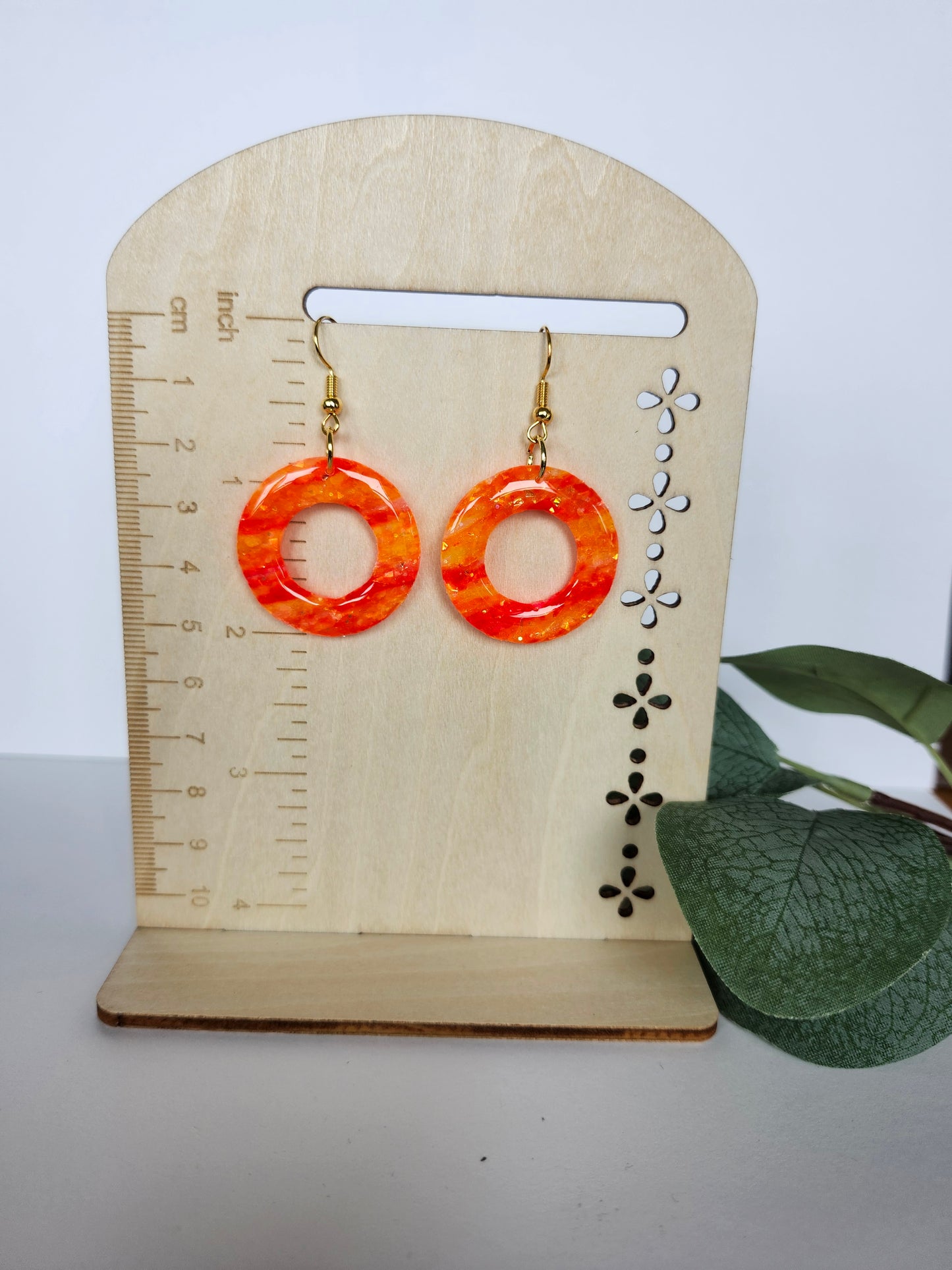 Fire Orange Circle Earrings