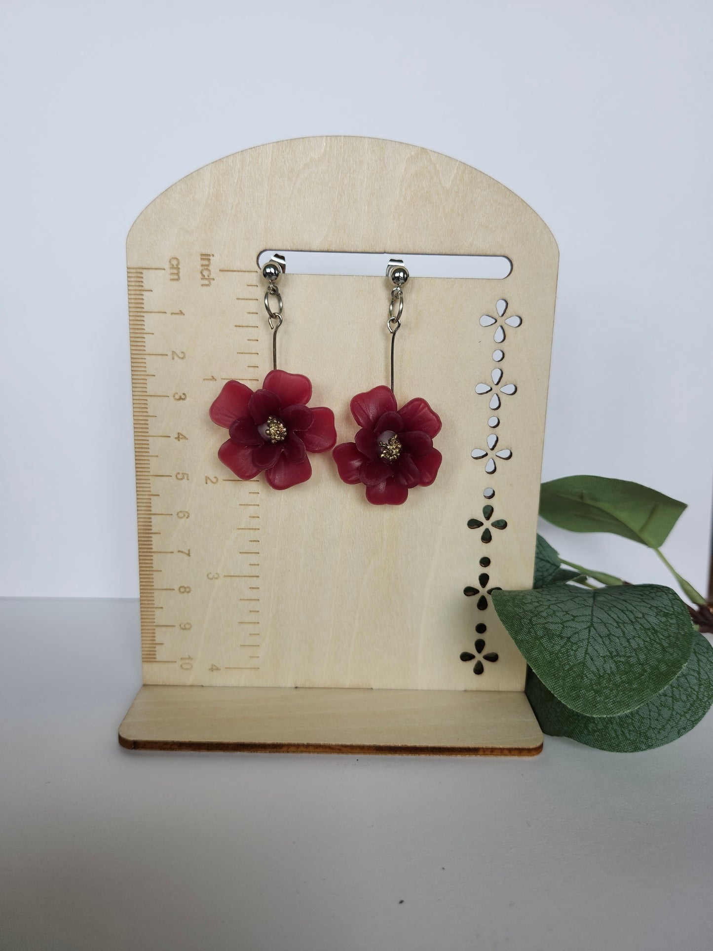 Maroon Flower Earring