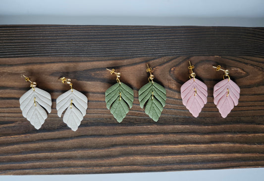 Tiered Leaf Sage Green Earrings