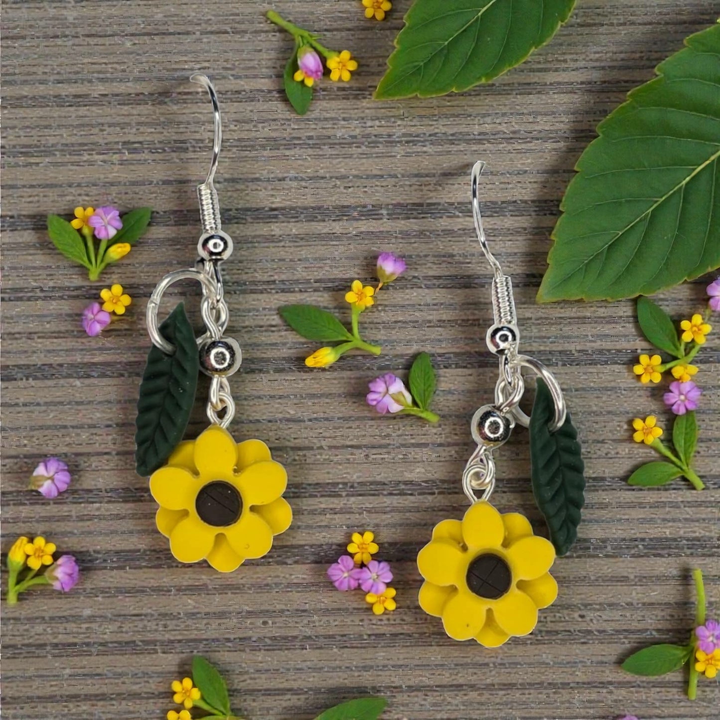 Small Yellow Daisy Dangle Earring