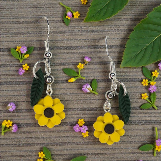 Small Yellow Daisy Dangle Earring