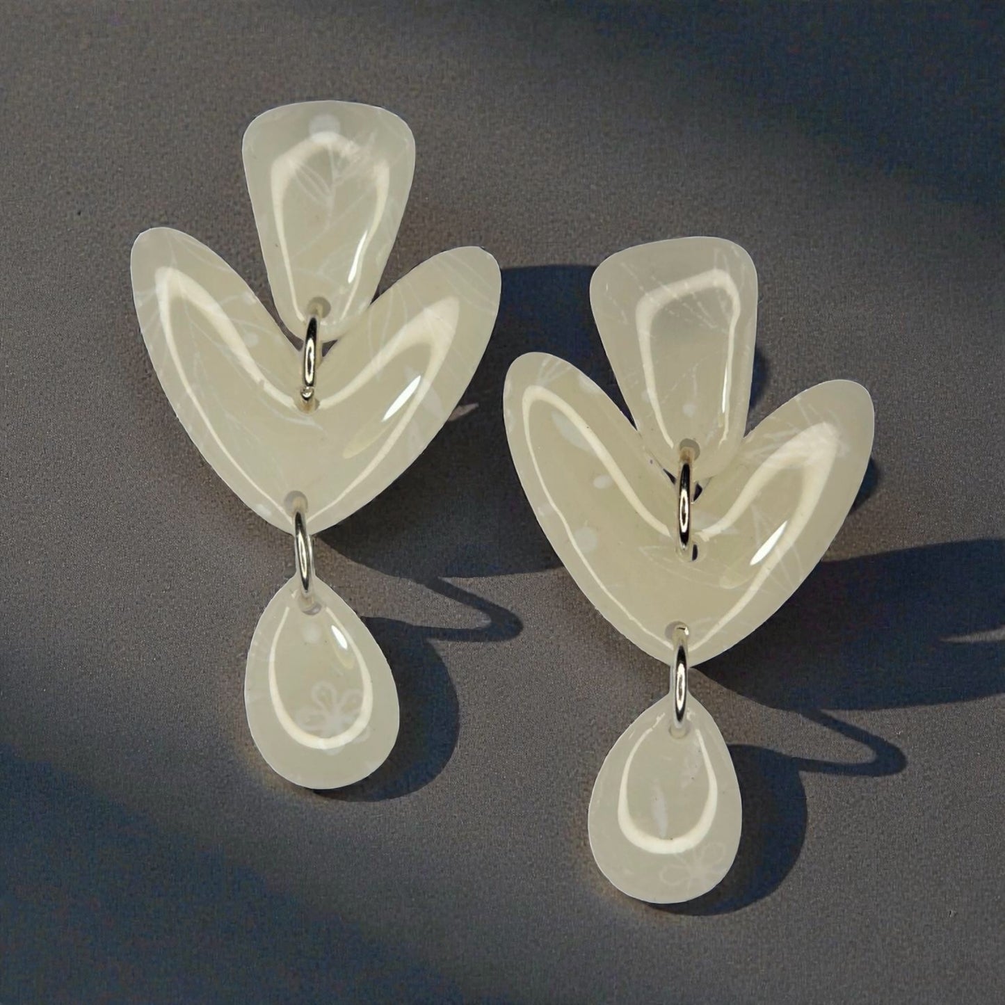 UV Resin Coated White Earrings