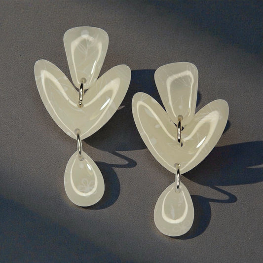 UV Resin Coated White Earrings