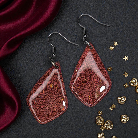UV Resin Coated Copper Earrings