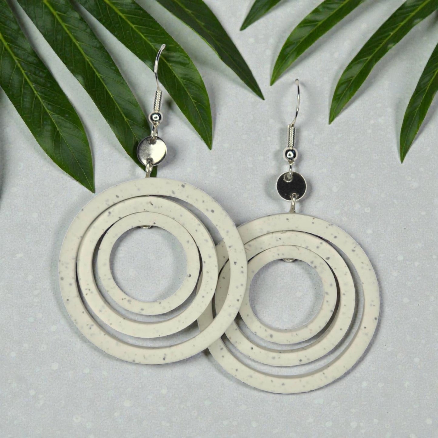Tiered White Cirlce Earrings