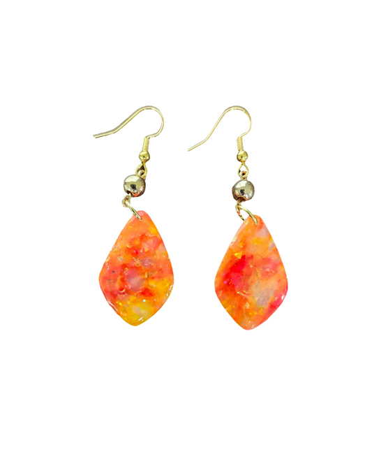 Fire Orange Diamond Shaped Earring