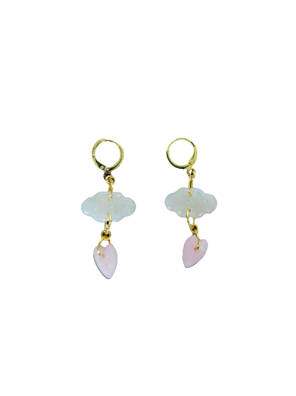 Opal Cloud with Small Heart Earring