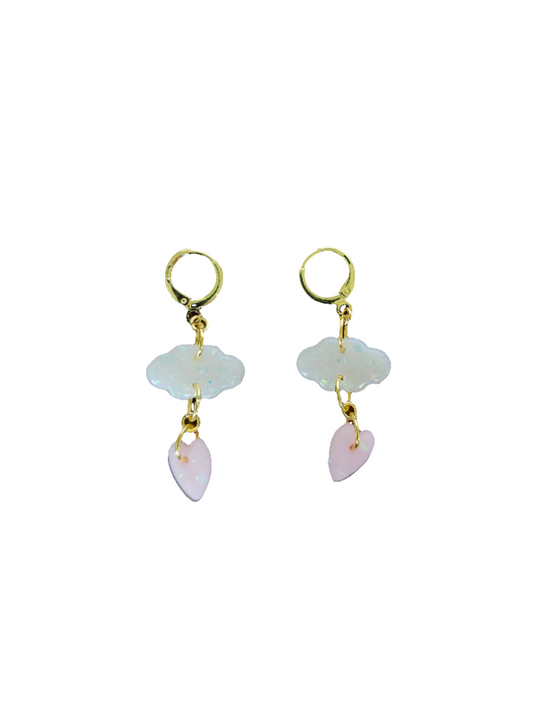 Opal Cloud with Small Heart Earring