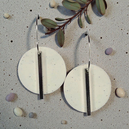 Neutral White Hoop Earrings