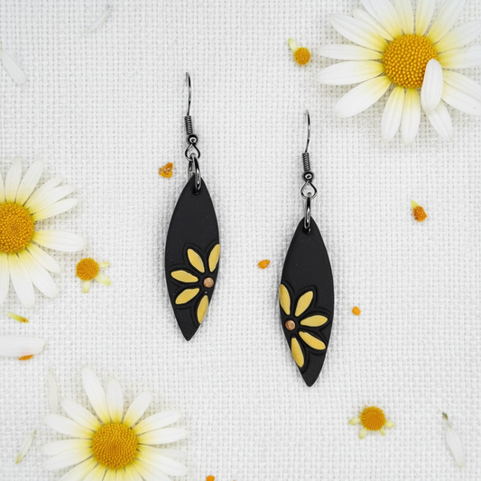 Delicate Hand Painted Daisy Earrings
