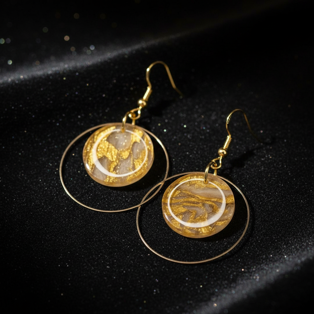 Beautiful Gold with Resin Earrings