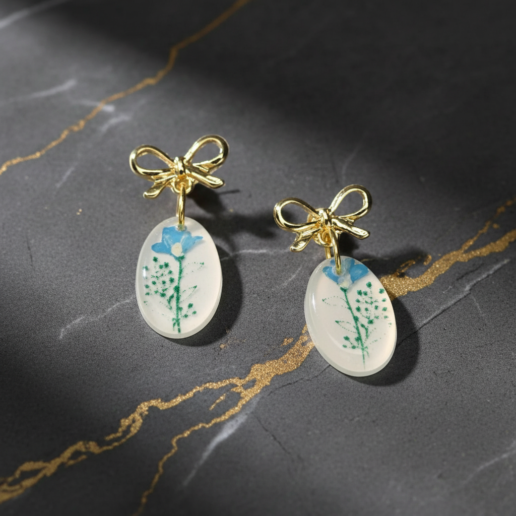 Delicate Hand Painting UV Resin Coated Earrings