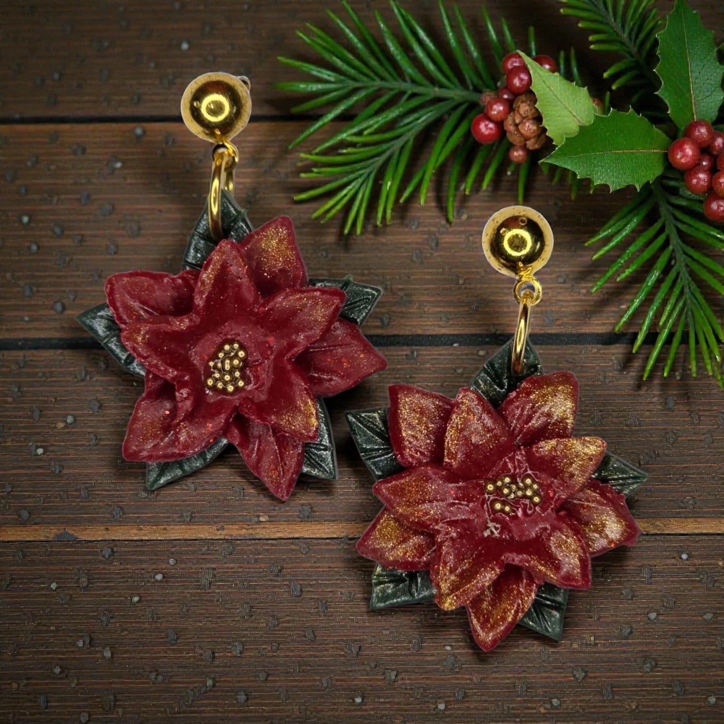 Poinsettia Earrings