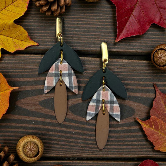 Blue Green plaid Earrings