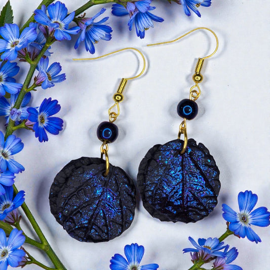 Vibrant Blue Leaf Earrings