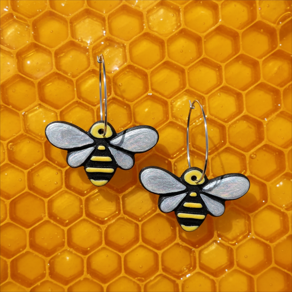 Buzzy Bee Hoop Earrings