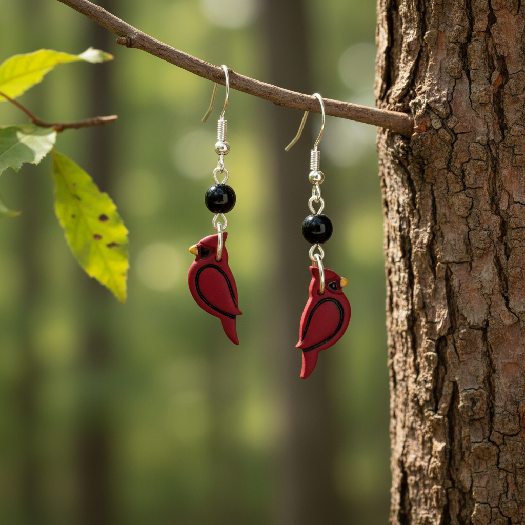 Blue Bird or Red Bird Earrings