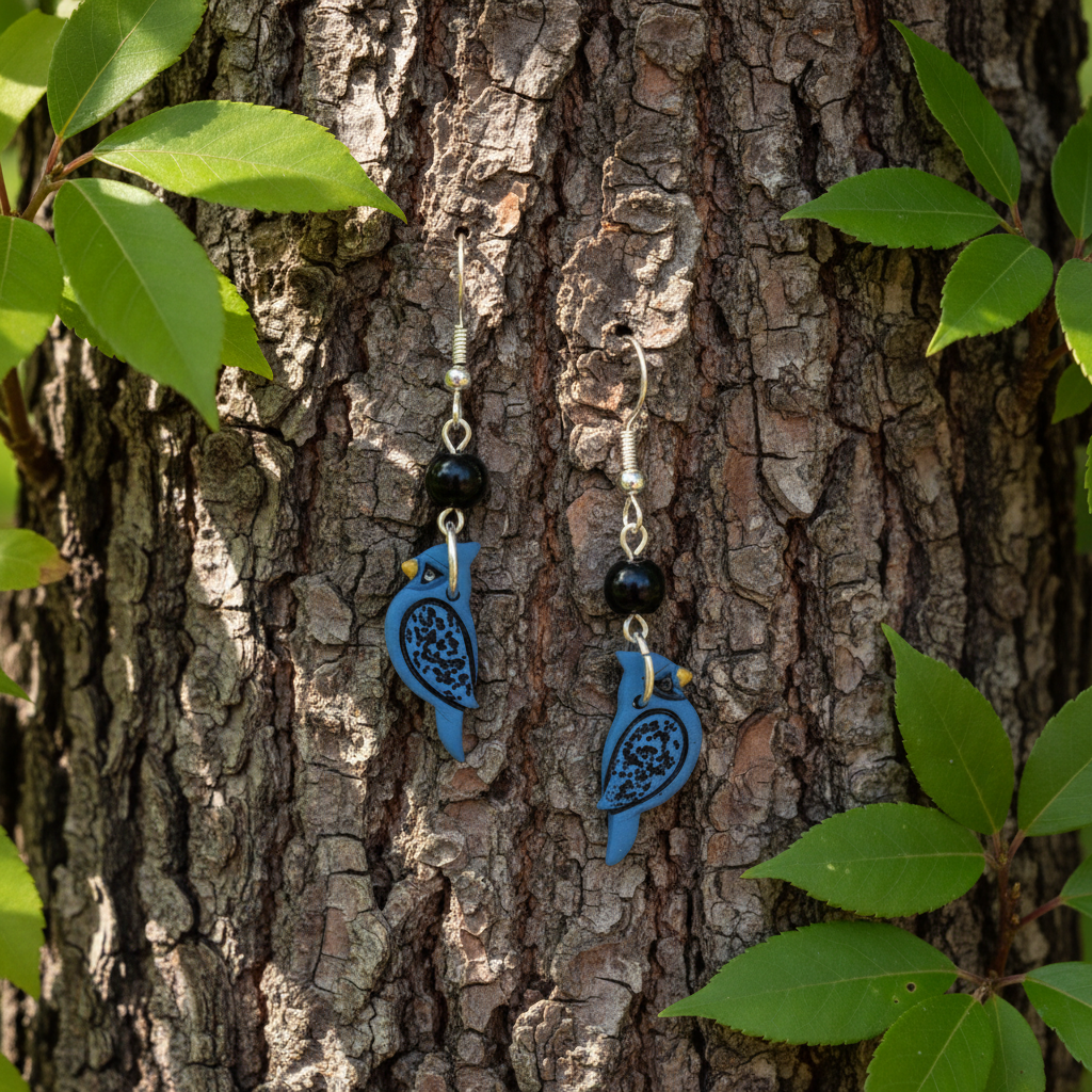 Blue Bird or Red Bird Earrings