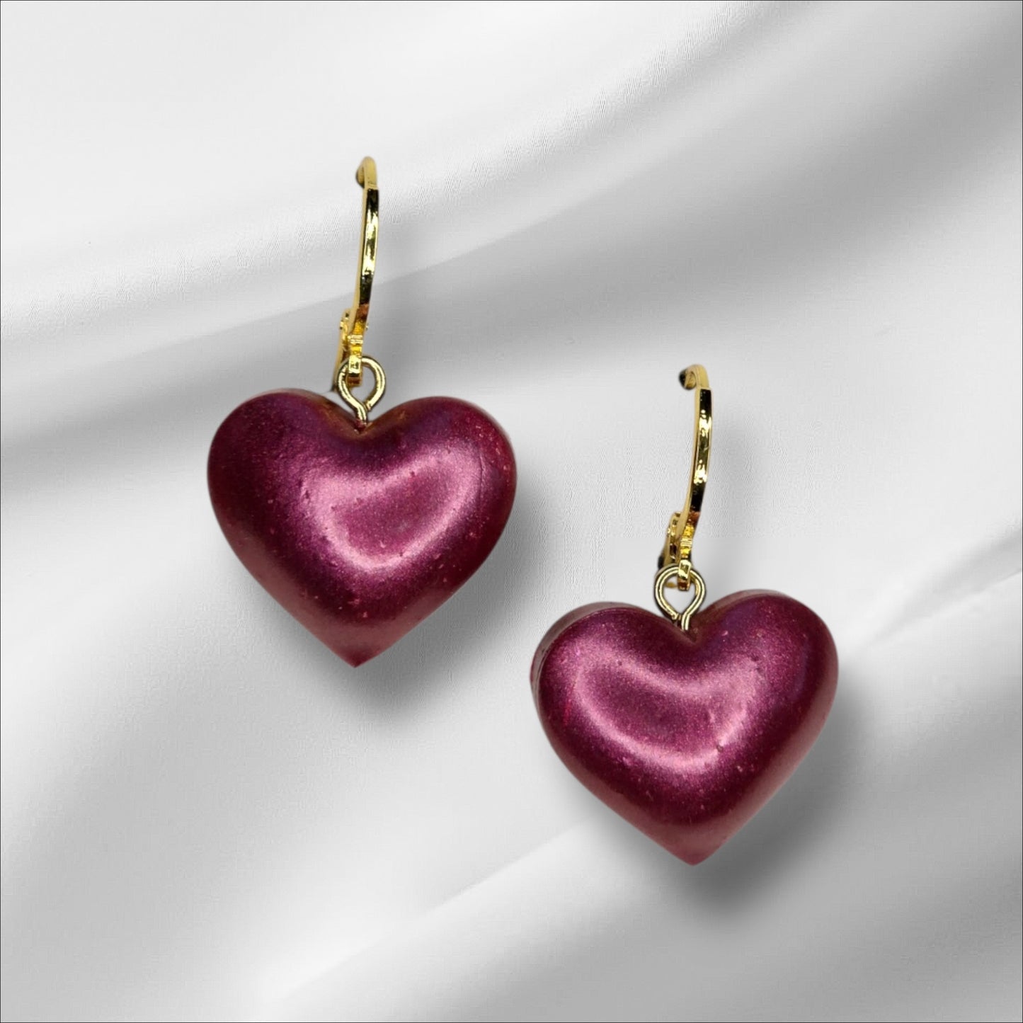 Puffy Heart Pink Hoop Earrings